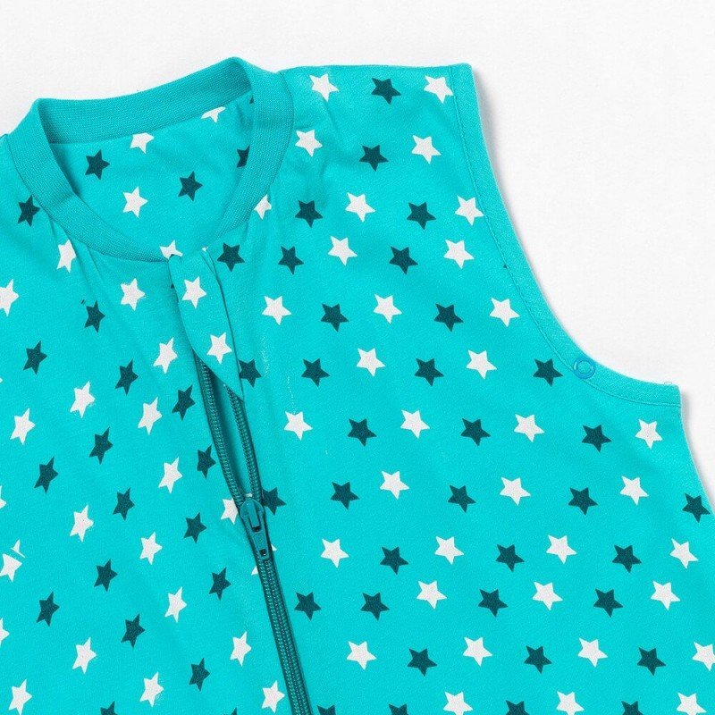 Slumbersac Sac de dormit cu picioruse si talpa antiderapanta Teal Stars 110 cm + manseta 1.0 Tog