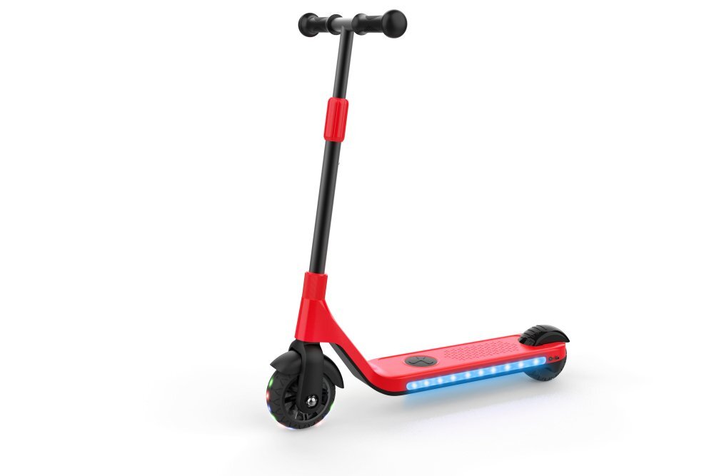 SMART TabbyBoo Trotineta electrica GentleKids rosu cu lumini LED ghidon reglabil putere 80w greutate suportata 50 kg viteza maxima 5-8 kmh varsta 3 ani+