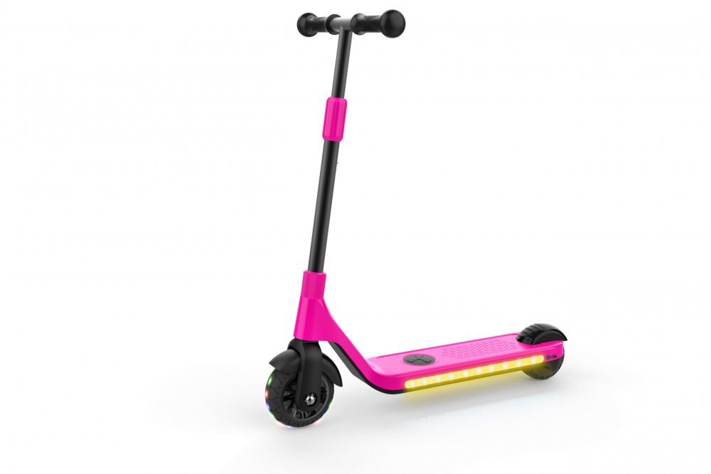 SMART TabbyBoo Trotineta electrica GentleKids roz cu lumini LED ghidon reglabil putere 80w greutate suportata 50 kg viteza maxima 5-8 kmh varsta 3 ani+