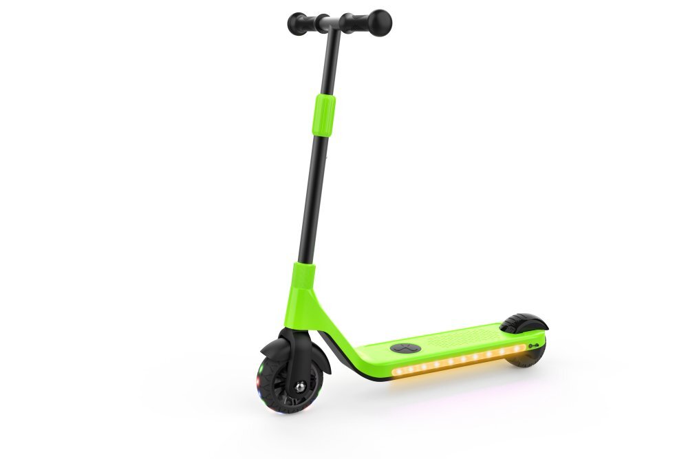 SMART TabbyBoo Trotineta electrica GentleKids verde cu lumini LED ghidon reglabil putere 80w greutate suportata 50 kg viteza maxima 5-8 kmh varsta 3 ani+