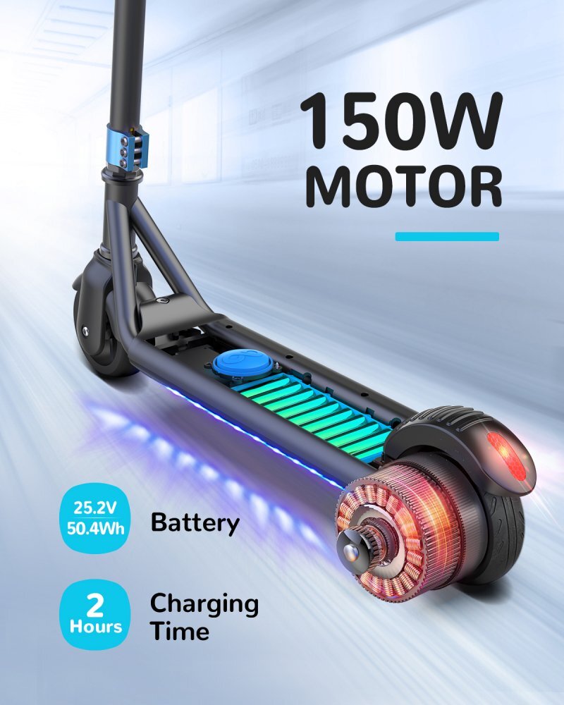 SMART TabbyBoo Trotineta electrica pentru copii originala GentleKids PRO NegruAlbastru calitate superioara 2 roti de 5.5 inch 10 kmh