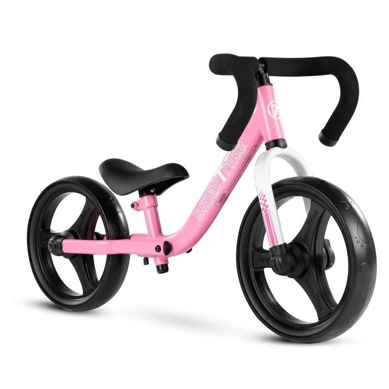 SMART TRIKE Bicicleta copii fara pedale Balance Bike Folding SmarTrike Pink pliabila de la 2 ani roti din cauciuc EVA scaun si ghidon ajustabile pe inaltime manere din material moale