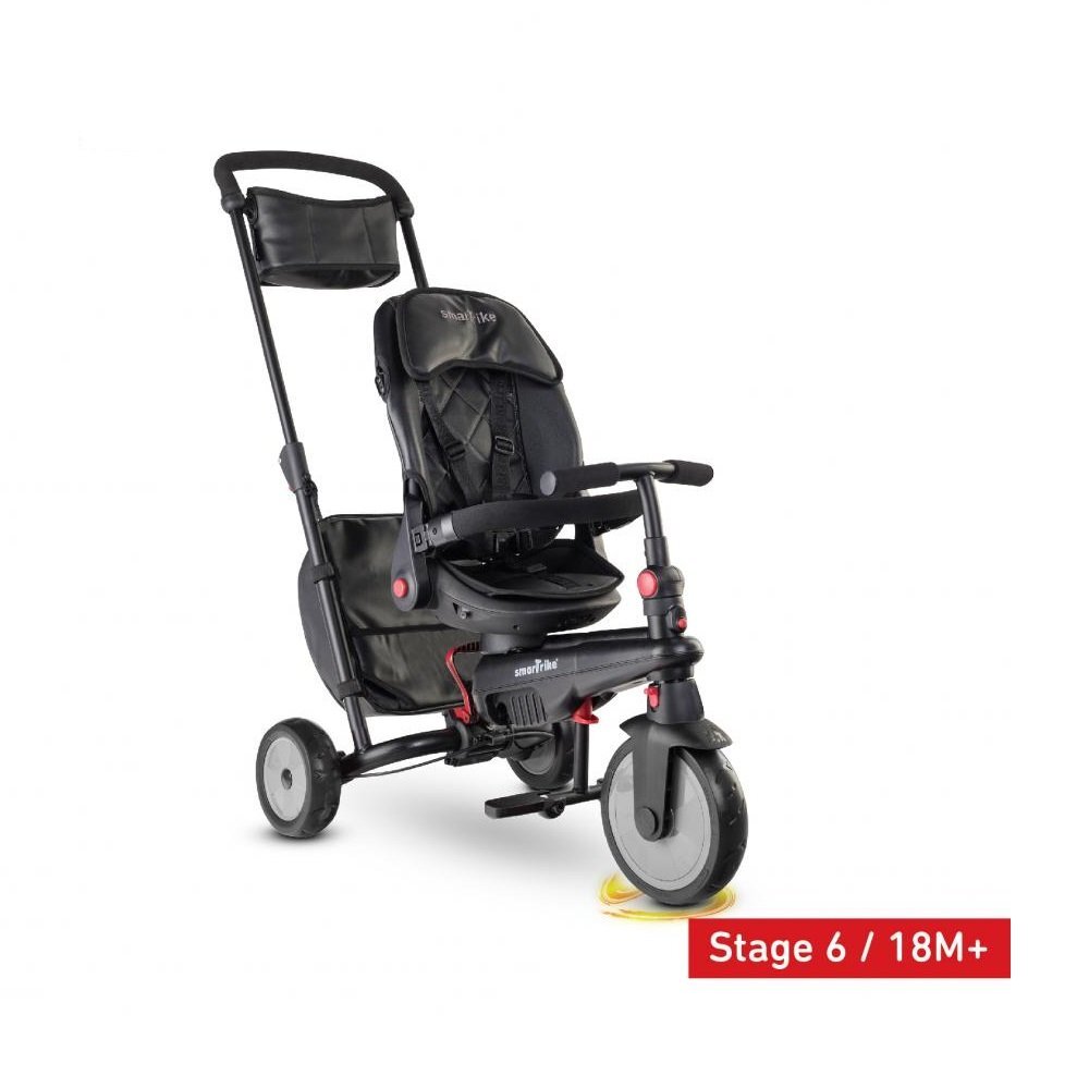 SMART TRIKE Tricicleta pentru copii 7 in 1 STR7 Urban Black ultrapliabila dotata cu roti Eva si scaun rabatabil de la 6 luni sistem patentat cu tehnologie Touch Steering sistem franare si certificare de carucior