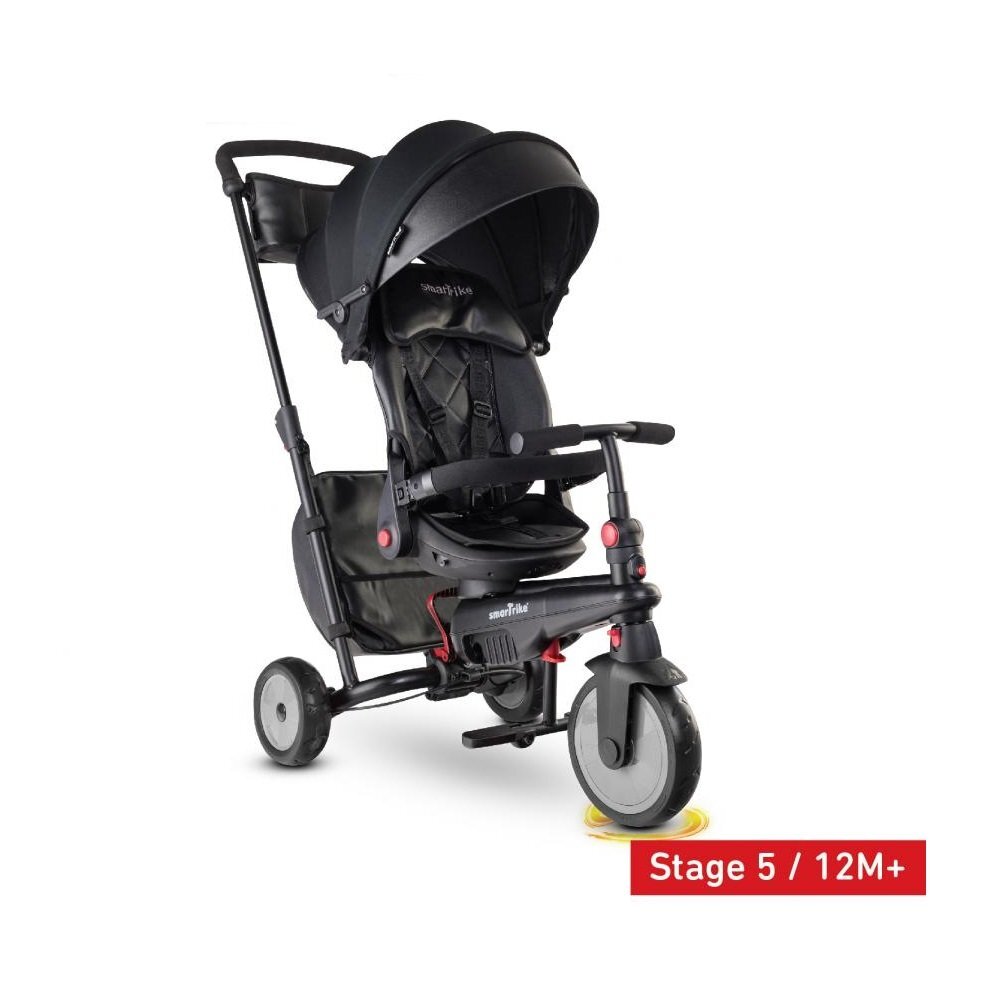 SMART TRIKE Tricicleta pentru copii 7 in 1 STR7 Urban Black ultrapliabila dotata cu roti Eva si scaun rabatabil de la 6 luni sistem patentat cu tehnologie Touch Steering sistem franare si certificare de carucior