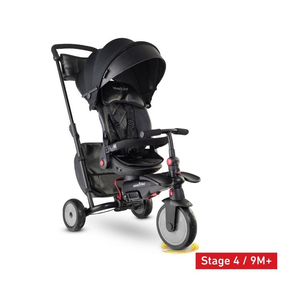 SMART TRIKE Tricicleta pentru copii 7 in 1 STR7 Urban Black ultrapliabila dotata cu roti Eva si scaun rabatabil de la 6 luni sistem patentat cu tehnologie Touch Steering sistem franare si certificare de carucior
