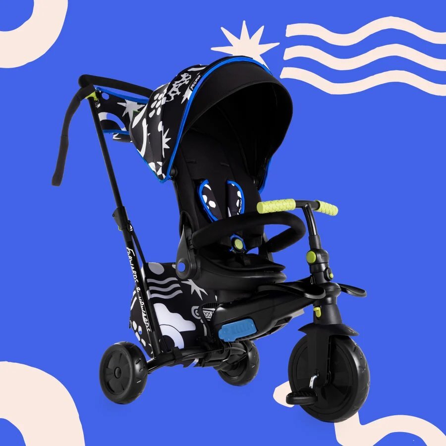 SMART TRIKE Tricicleta pentru copii Kelly Anna-Explore 6 in 1 ultrapliabila cu sistem de ghidare Touch Steering scaun reglabil si rabatabil suport pentru picioare roti din cauciuc Eva cu amortizoare