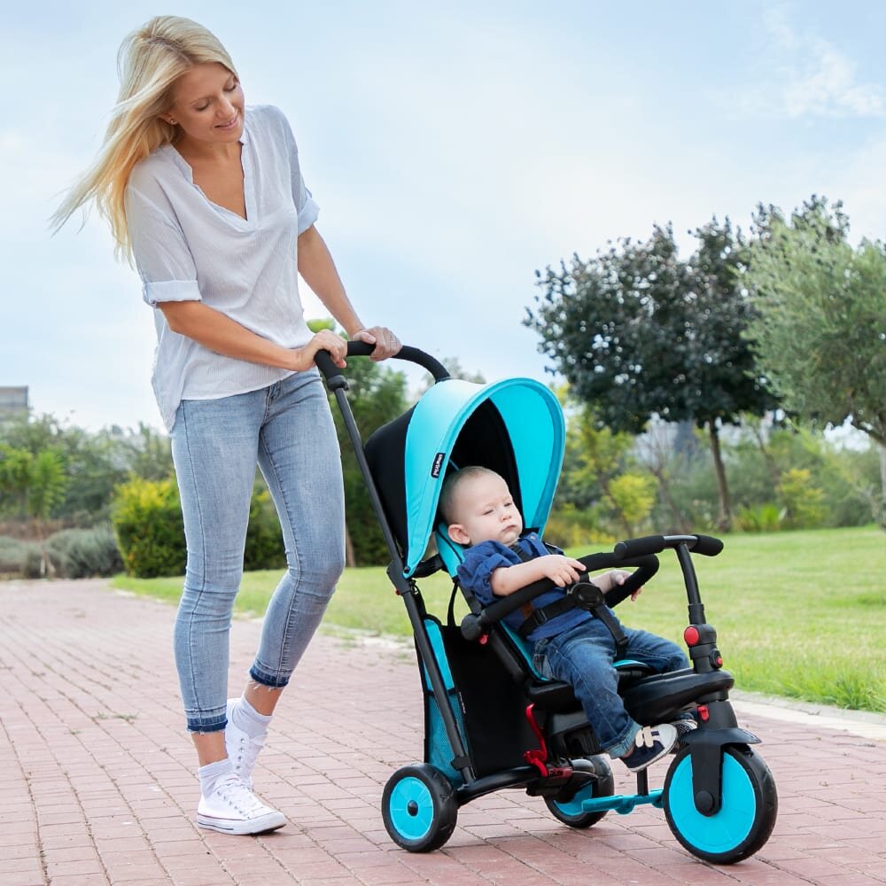 SMART TRIKE Tricicleta pentru copii STR3 Albastru 6 in 1 ultrapliabila dotata cu frana scaun rabatabil sistem patentat cu tehnologie Touch Steering varsta 10 luni+