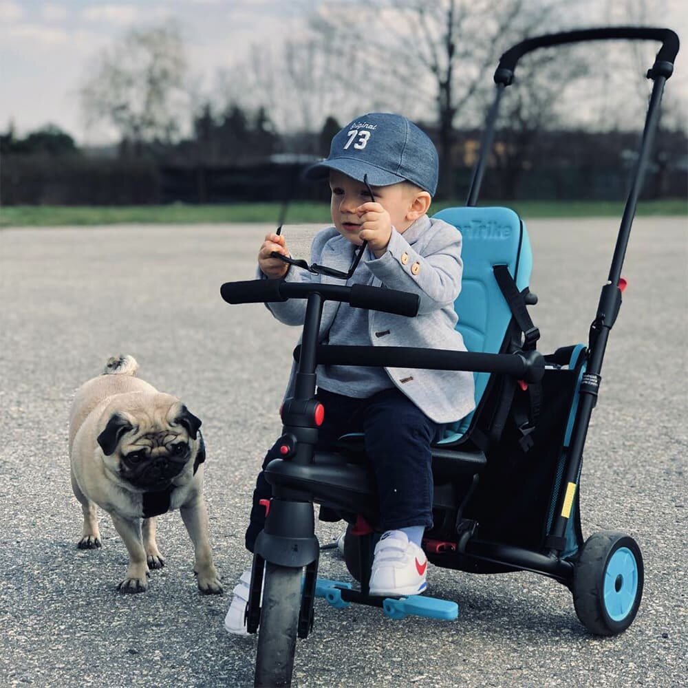 SMART TRIKE Tricicleta pentru copii STR3 Albastru 6 in 1 ultrapliabila dotata cu frana scaun rabatabil sistem patentat cu tehnologie Touch Steering varsta 10 luni+