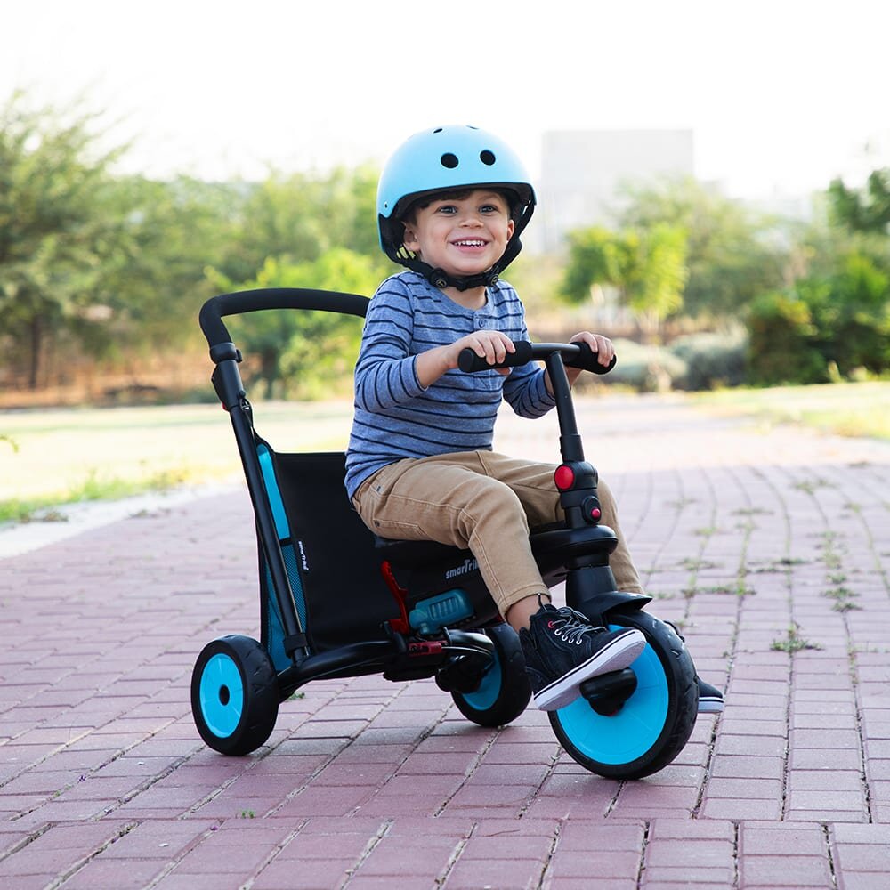 SMART TRIKE Tricicleta pentru copii STR3 Albastru 6 in 1 ultrapliabila dotata cu frana scaun rabatabil sistem patentat cu tehnologie Touch Steering varsta 10 luni+