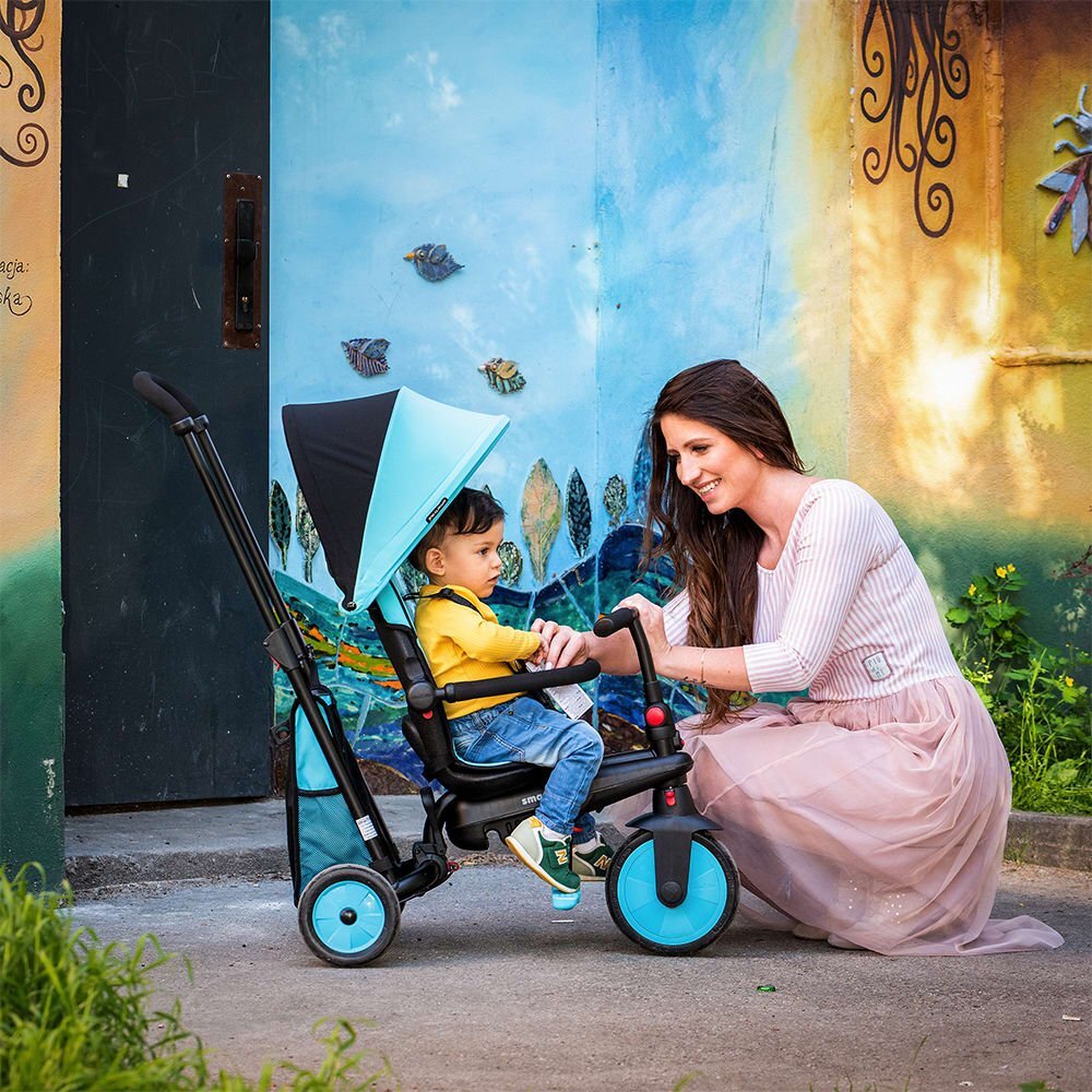 SMART TRIKE Tricicleta pentru copii STR3 Albastru 6 in 1 ultrapliabila dotata cu frana scaun rabatabil sistem patentat cu tehnologie Touch Steering varsta 10 luni+