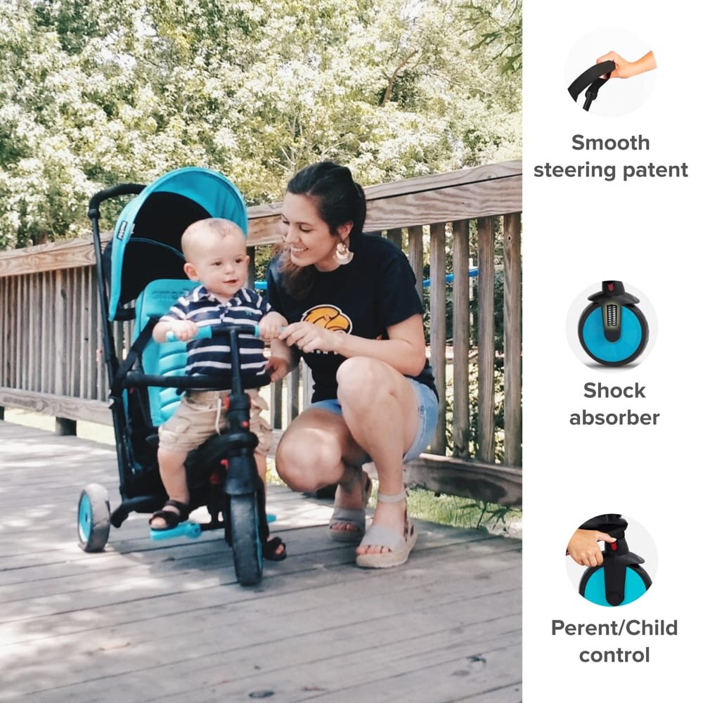 SMART TRIKE Tricicleta pentru copii STR3 Albastru 6 in 1 ultrapliabila dotata cu frana scaun rabatabil sistem patentat cu tehnologie Touch Steering varsta 10 luni+