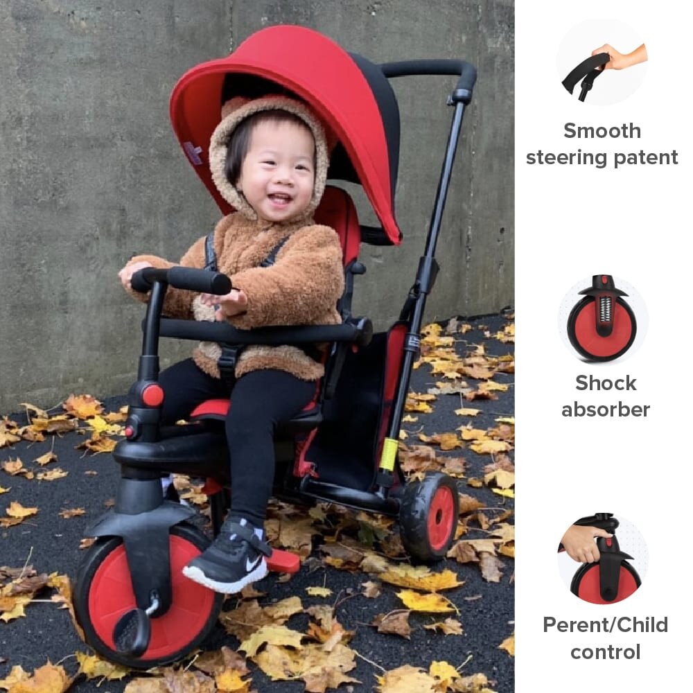 SMART TRIKE Tricicleta pentru copii STR3 Rosu 6 in 1 ultrapliabila dotata cu frana scaun rabatabil sistem patentat cu tehnologie Touch Steering varsta 10 luni+