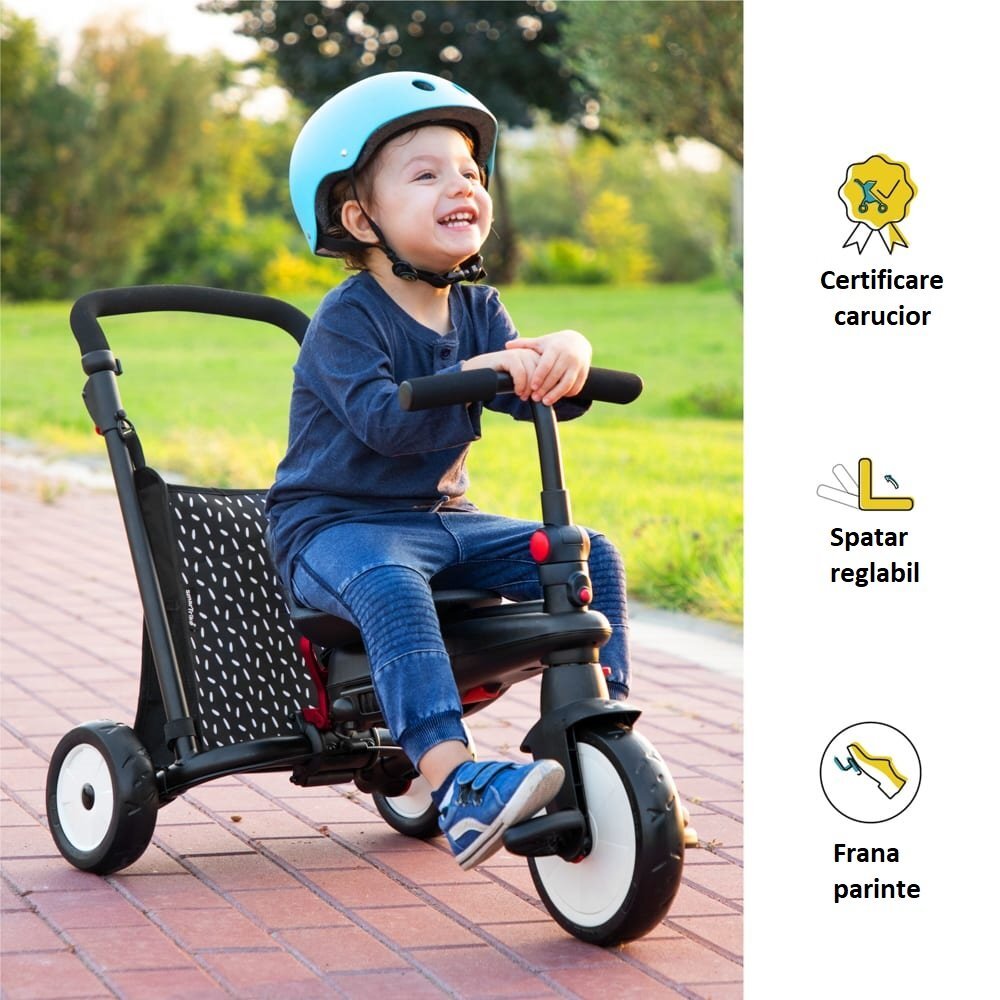 SMART TRIKE Tricicleta pentru copii STR3 Roz 6 in 1 ultrapliabila dotata cu frana scaun rabatabil sistem patentat cu tehnologie Touch Steering varsta 10 luni+