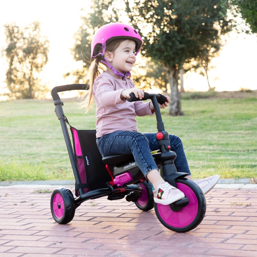 SMART TRIKE Tricicleta pentru copii STR3 Roz 6 in 1 ultrapliabila dotata cu frana scaun rabatabil sistem patentat cu tehnologie Touch Steering varsta 10 luni+
