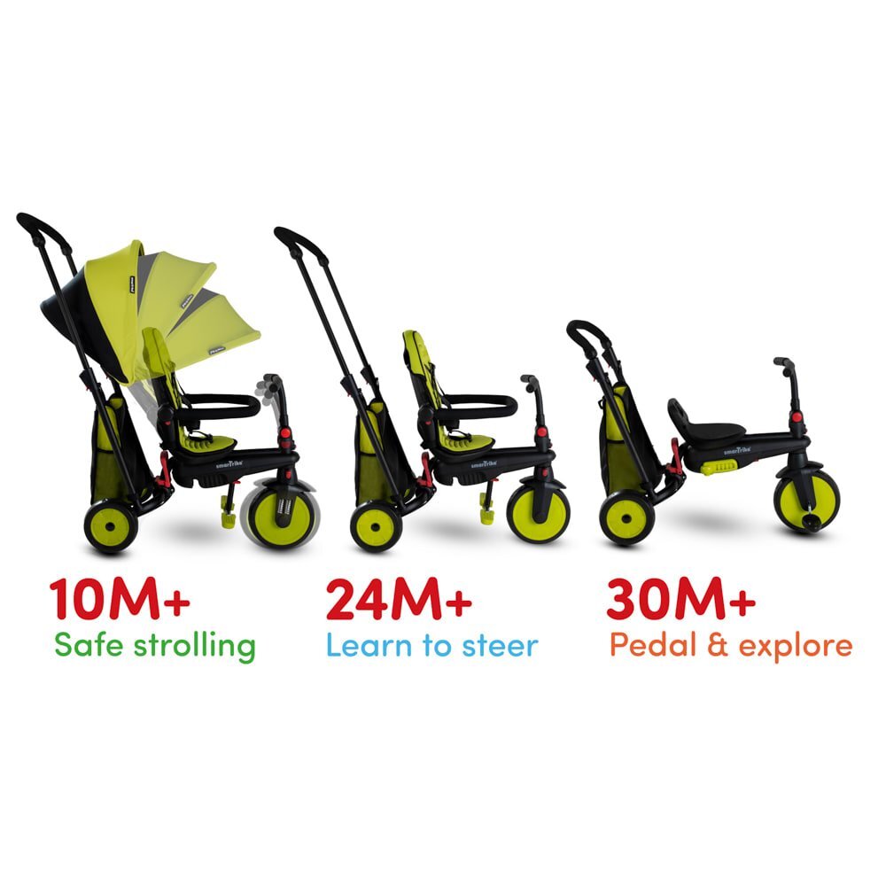 SMART TRIKE Tricicleta pentru copii STR3 Verde 6 in 1 ultrapliabila dotata cu frana scaun rabatabil sistem patentat cu tehnologie Touch Steering varsta 10 luni+