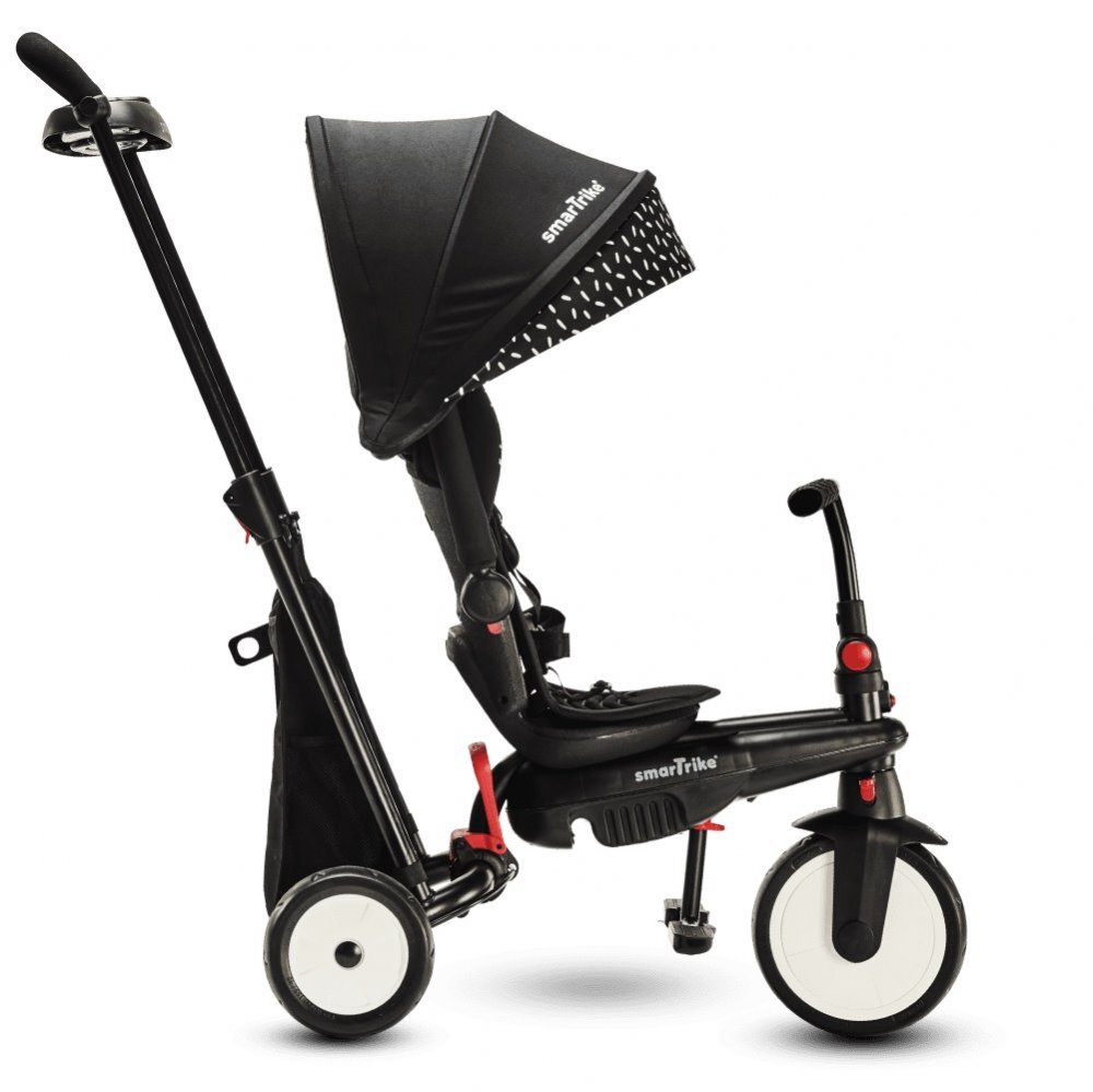 SMART TRIKE Tricicleta pentru copii STR5 BlackWhite 7 in 1 ultrapliabila dotata cu frana scaun rabatabil de la 6 luni sistem patentat cu tehnologie Touch Steering