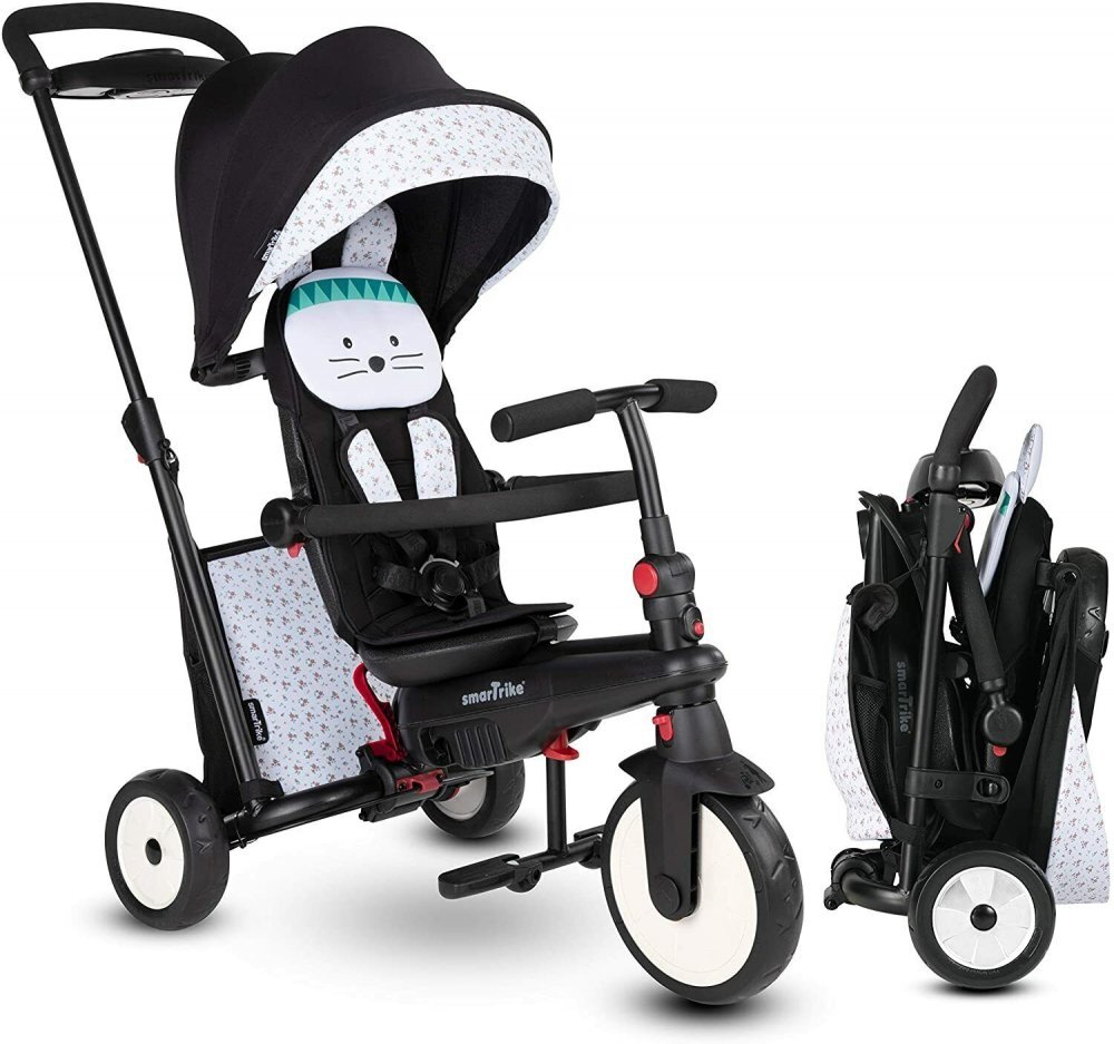 SMART TRIKE Tricicleta pentru copii STR5 Bunny 7 in 1 pliabila dotata cu frana scaun rabatabil sistem patentat Touch Steering si cu certificare de carucior varsta 9 luni+