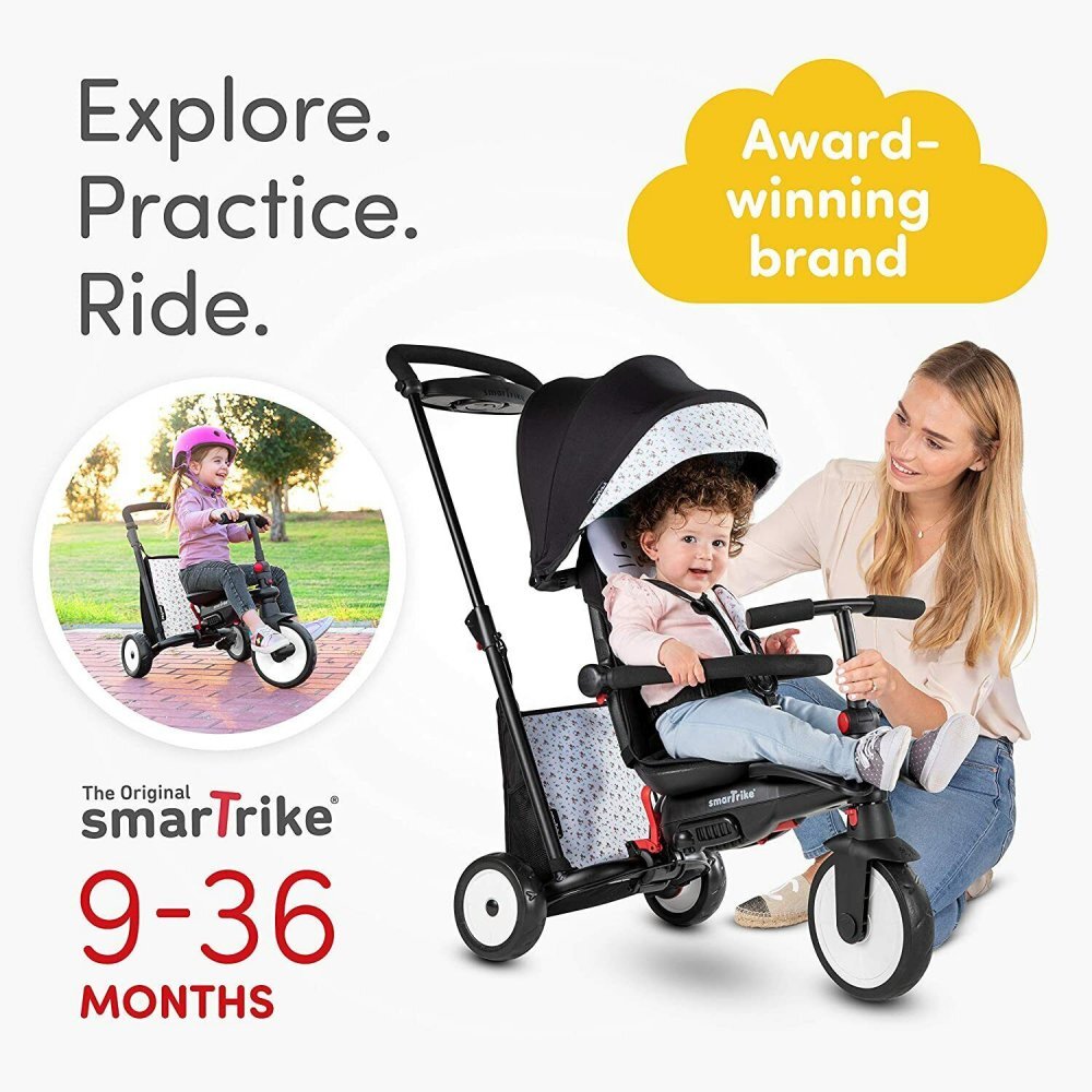 SMART TRIKE Tricicleta pentru copii STR5 Bunny 7 in 1 pliabila dotata cu frana scaun rabatabil sistem patentat Touch Steering si cu certificare de carucior varsta 9 luni+