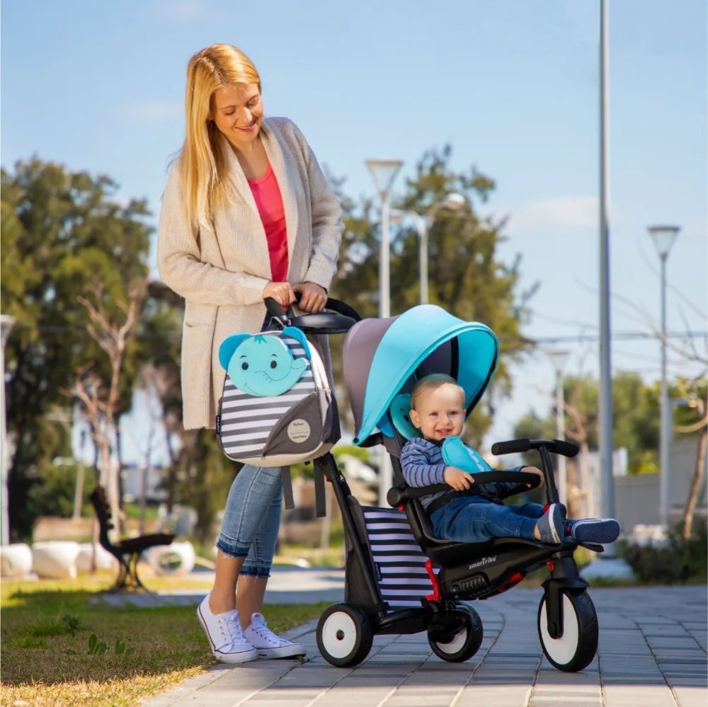 SMART TRIKE Tricicleta pentru copii STR5 Elephant 7 in 1 pliabila dotata cu frana scaun rabatabil sistem patentat Touch Steering si cu certificare de carucior varsta 9 luni+