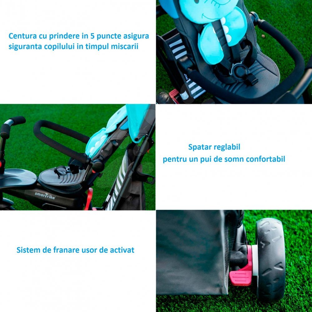 SMART TRIKE Tricicleta pentru copii STR5 Elephant 7 in 1 pliabila dotata cu frana scaun rabatabil sistem patentat Touch Steering si cu certificare de carucior varsta 9 luni+