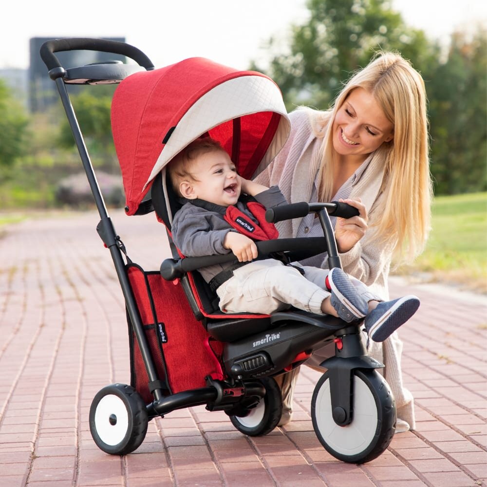 SMART TRIKE Tricicleta pentru copii STR5 Rosu 7 in 1 ultrapliabila dotata cu frana scaun rabatabil de la 6 luni sistem patentat cu tehnologie Touch Steering