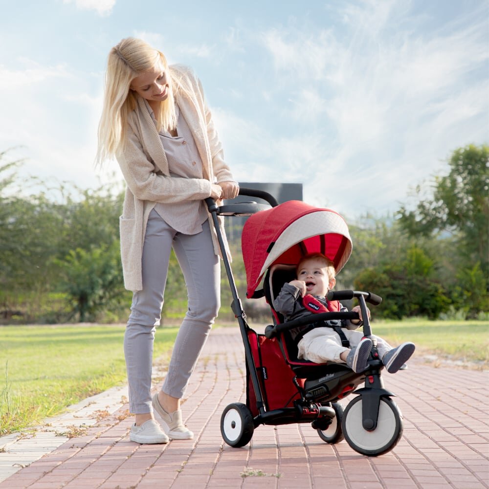 SMART TRIKE Tricicleta pentru copii STR5 Rosu 7 in 1 ultrapliabila dotata cu frana scaun rabatabil de la 6 luni sistem patentat cu tehnologie Touch Steering