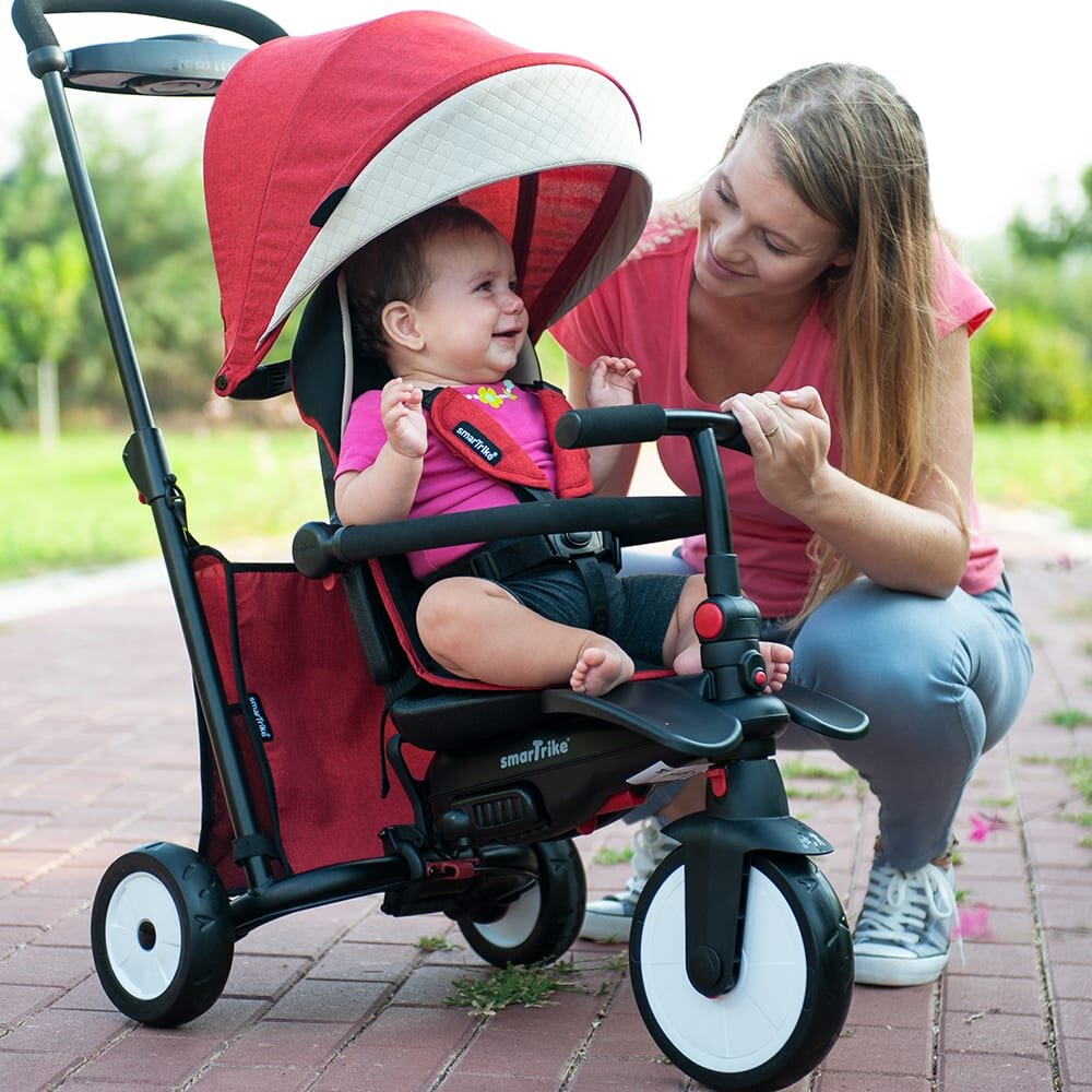 SMART TRIKE Tricicleta pentru copii STR5 Rosu 7 in 1 ultrapliabila dotata cu frana scaun rabatabil de la 6 luni sistem patentat cu tehnologie Touch Steering