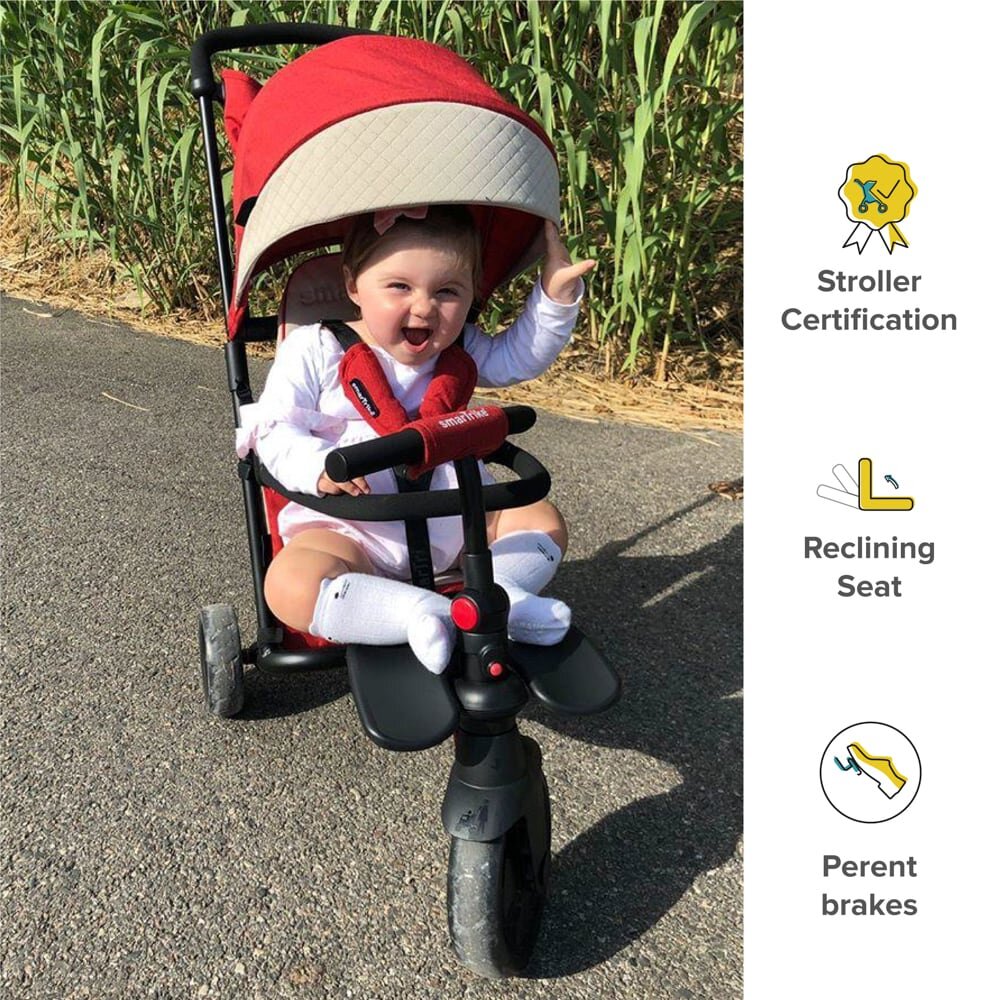 SMART TRIKE Tricicleta pentru copii STR5 Rosu 7 in 1 ultrapliabila dotata cu frana scaun rabatabil de la 6 luni sistem patentat cu tehnologie Touch Steering