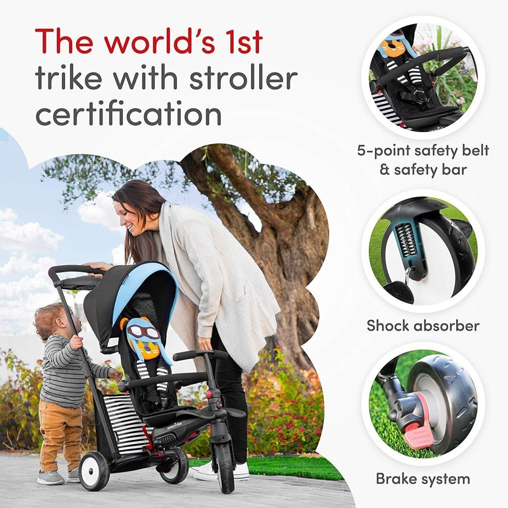 SMART TRIKE Tricicleta pentru copii STR5 Squirrel 7 in 1 pliabila dotata cu frana scaun rabatabil sistem patentat Touch Steering si cu certificare de carucior varsta 9 luni+
