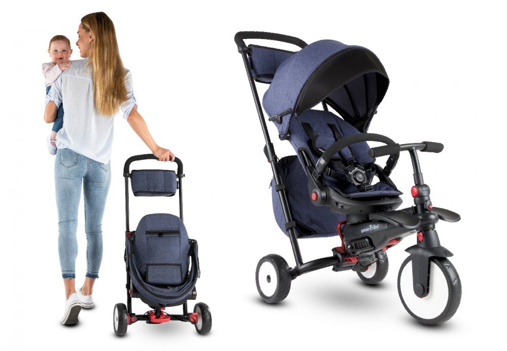 SMART TRIKE Tricicleta pentru copii STR7 Jeans 7 in 1 ultrapliabila spatar reglabil sistem patentat Touch Steering roti din cauciuc cu functie de absorbire a socurilor varsta 6 luni+