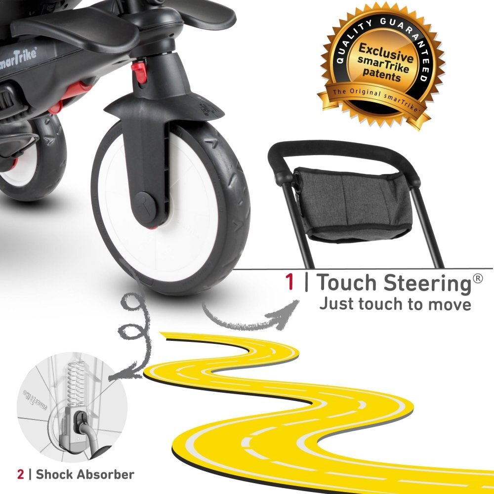 SMART TRIKE Tricicleta pentru copii STR7 Vibe Grey ultrapliabila spatar reglabil roti din cauciuc eva frana sistem patentat Touch Steering varsta 6 luni+