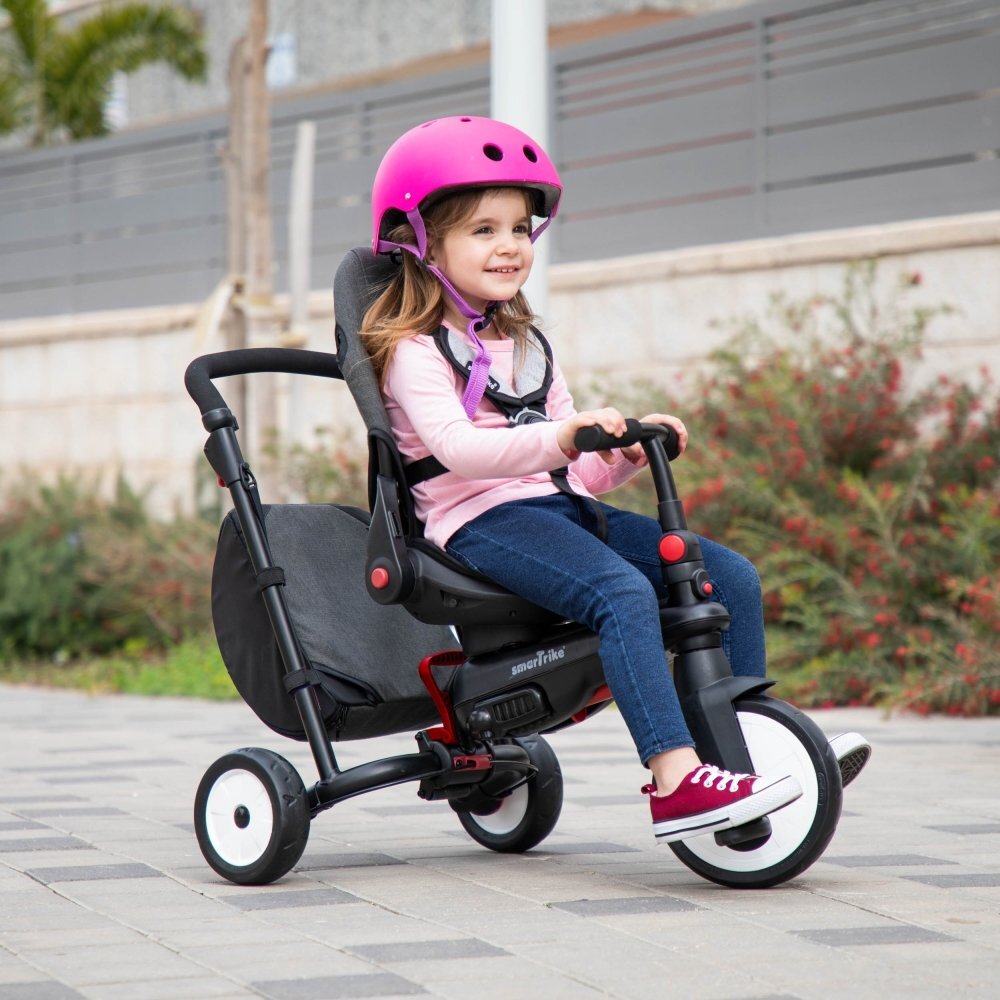 SMART TRIKE Tricicleta pentru copii STR7 Vibe Grey ultrapliabila spatar reglabil roti din cauciuc eva frana sistem patentat Touch Steering varsta 6 luni+