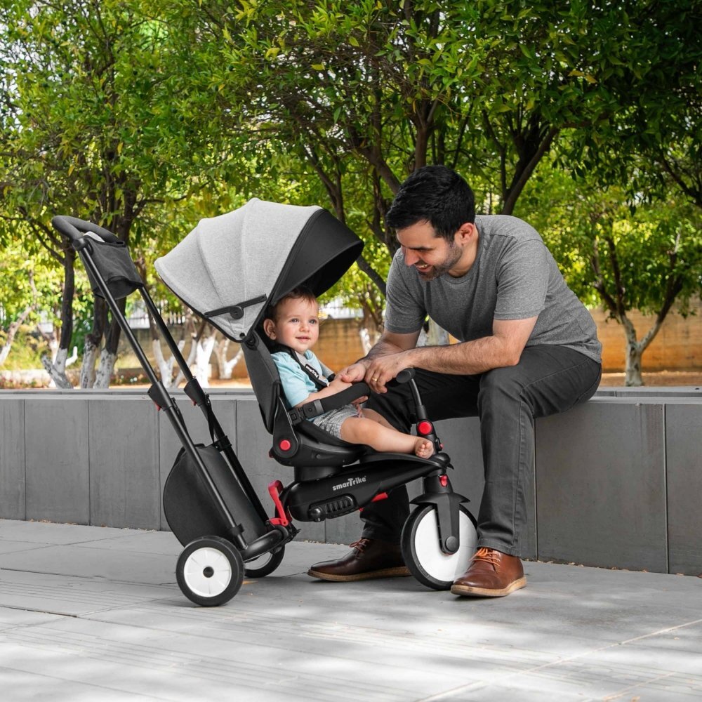 SMART TRIKE Tricicleta pentru copii STR7 Vibe Grey ultrapliabila spatar reglabil roti din cauciuc eva frana sistem patentat Touch Steering varsta 6 luni+