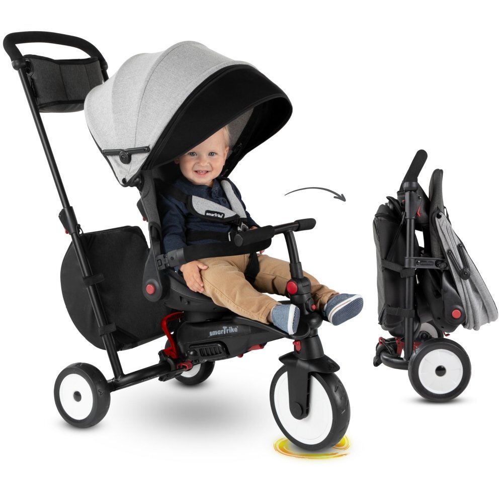 SMART TRIKE Tricicleta pentru copii STR7 Vibe Grey ultrapliabila spatar reglabil roti din cauciuc eva frana sistem patentat Touch Steering varsta 6 luni+