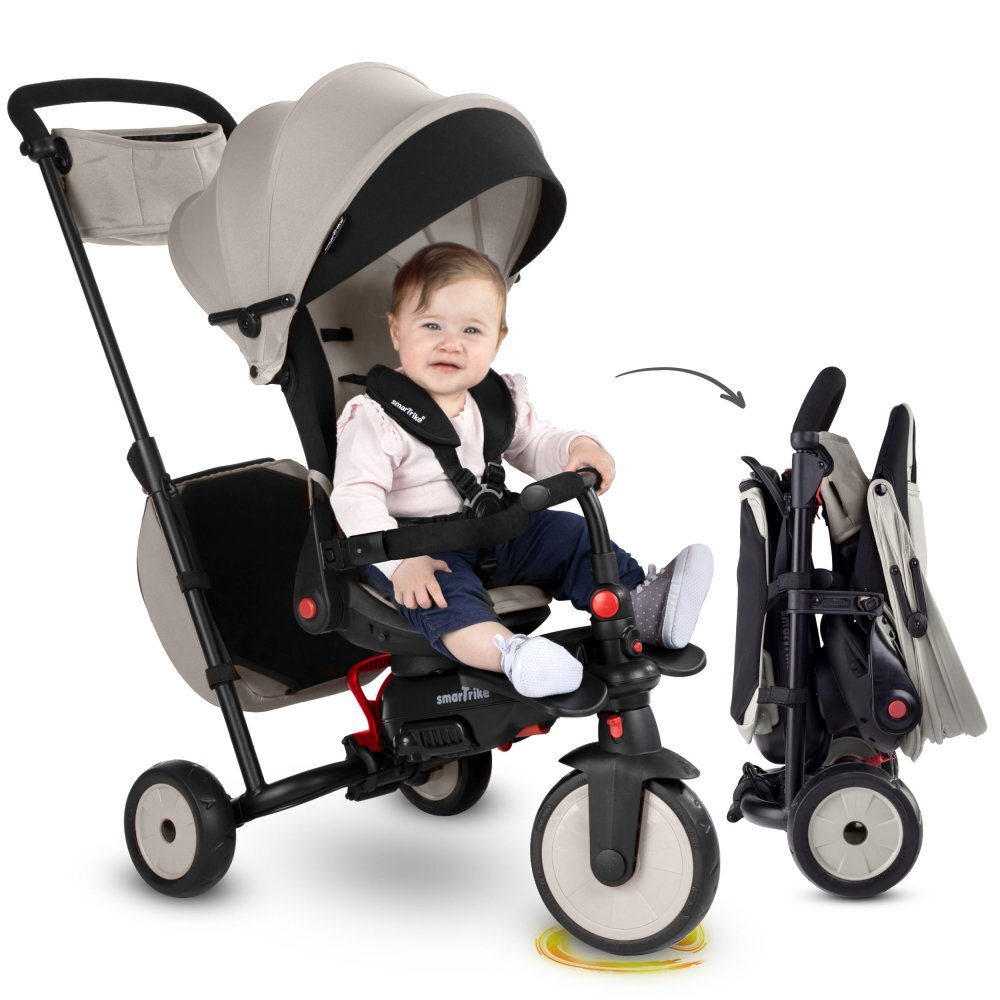 SMART TRIKE Tricicleta pentru copii STR7 Warm Grey 7 in 1 ultrapliabila spatar reglabil sistem patentat Touch Steering roti din cauciuc cu functie de absorbire a socurilor varsta 6 luni+