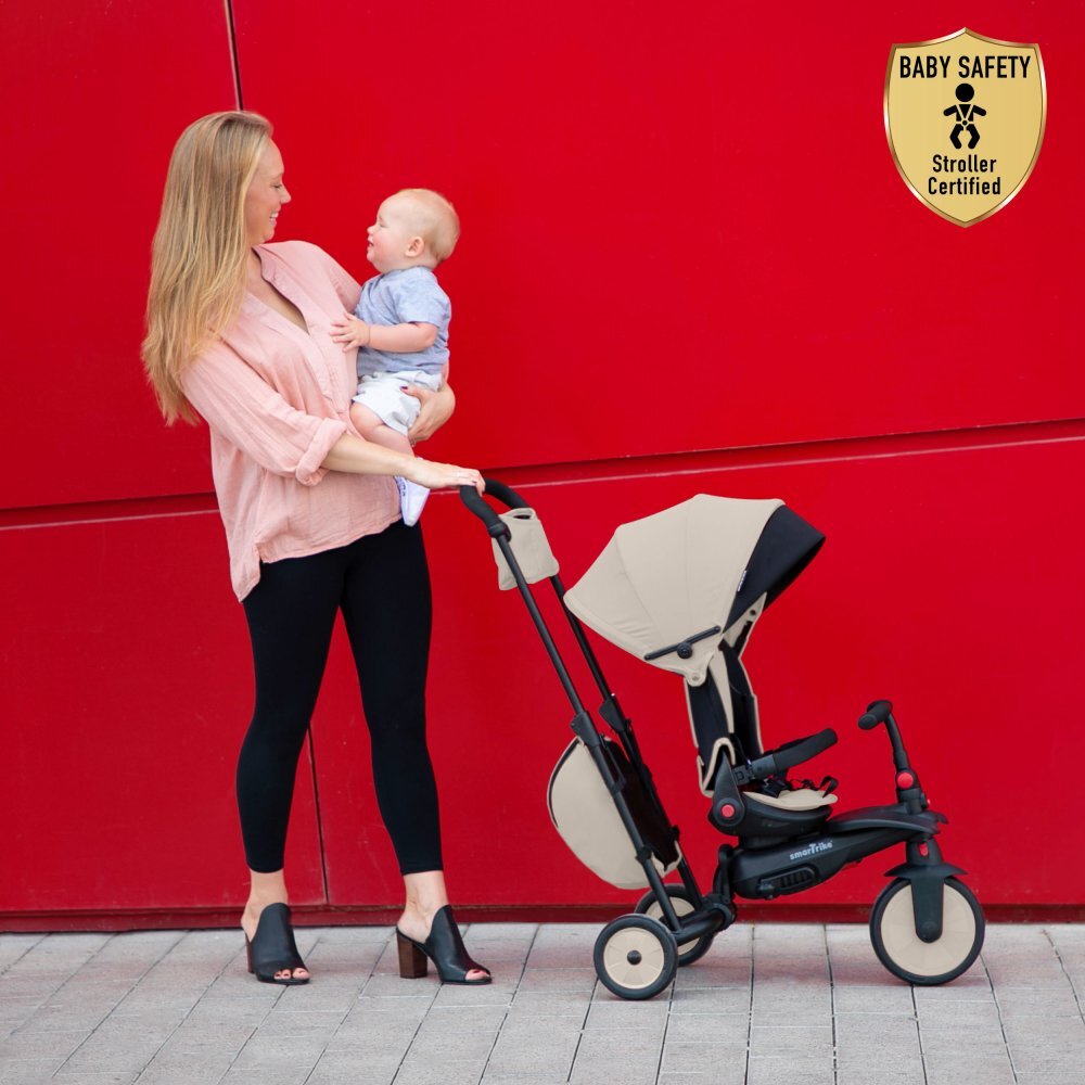 SMART TRIKE Tricicleta pentru copii STR7 Warm Grey 7 in 1 ultrapliabila spatar reglabil sistem patentat Touch Steering roti din cauciuc cu functie de absorbire a socurilor varsta 6 luni+