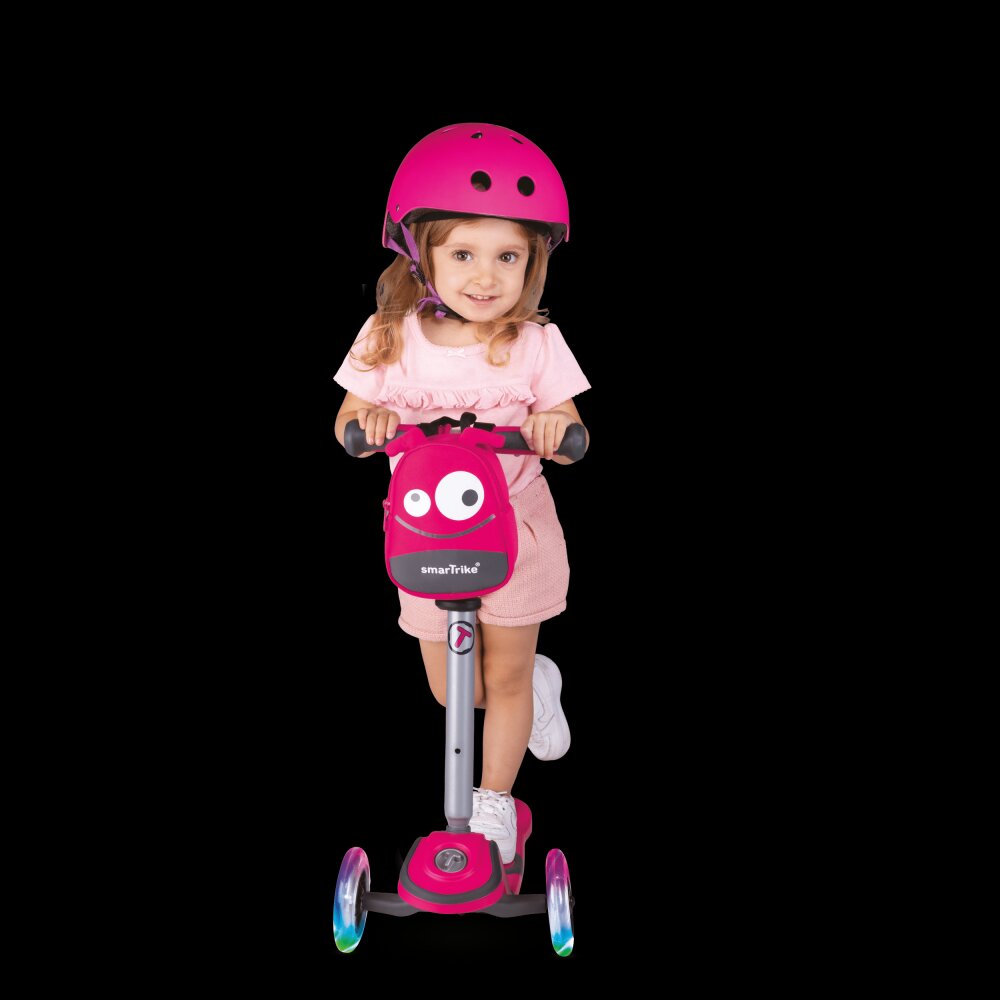 SMART TRIKE Trotineta cu scaun SmarTrike T1 roz cu luminite si gentuta