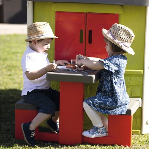 SMOBY Masa de picnic cu doua banci pentru casuta Jura Lodge