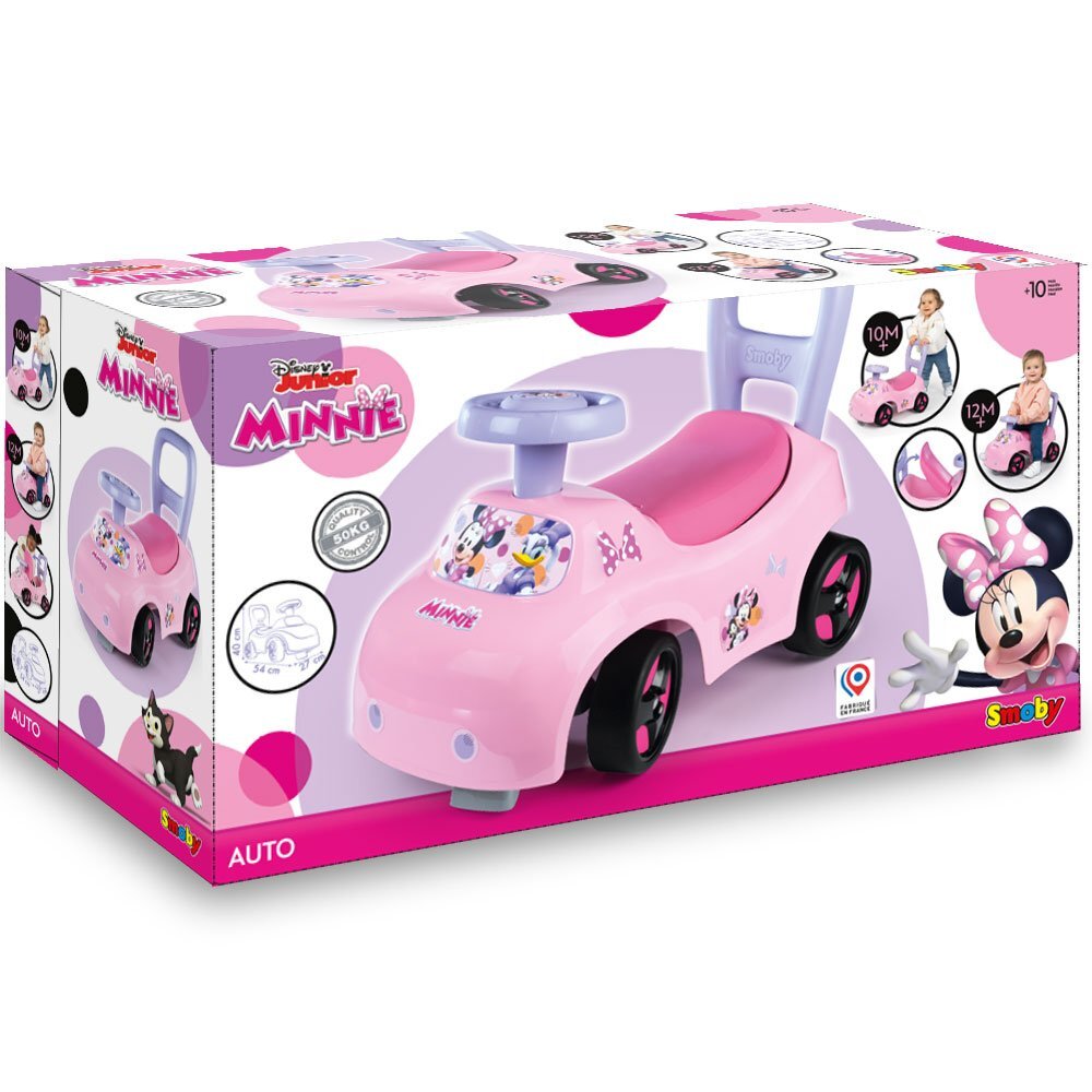 SMOBY Masinuta auto Minnie cu spatiu pentru depozitare claxon greutate admisa 50 kg