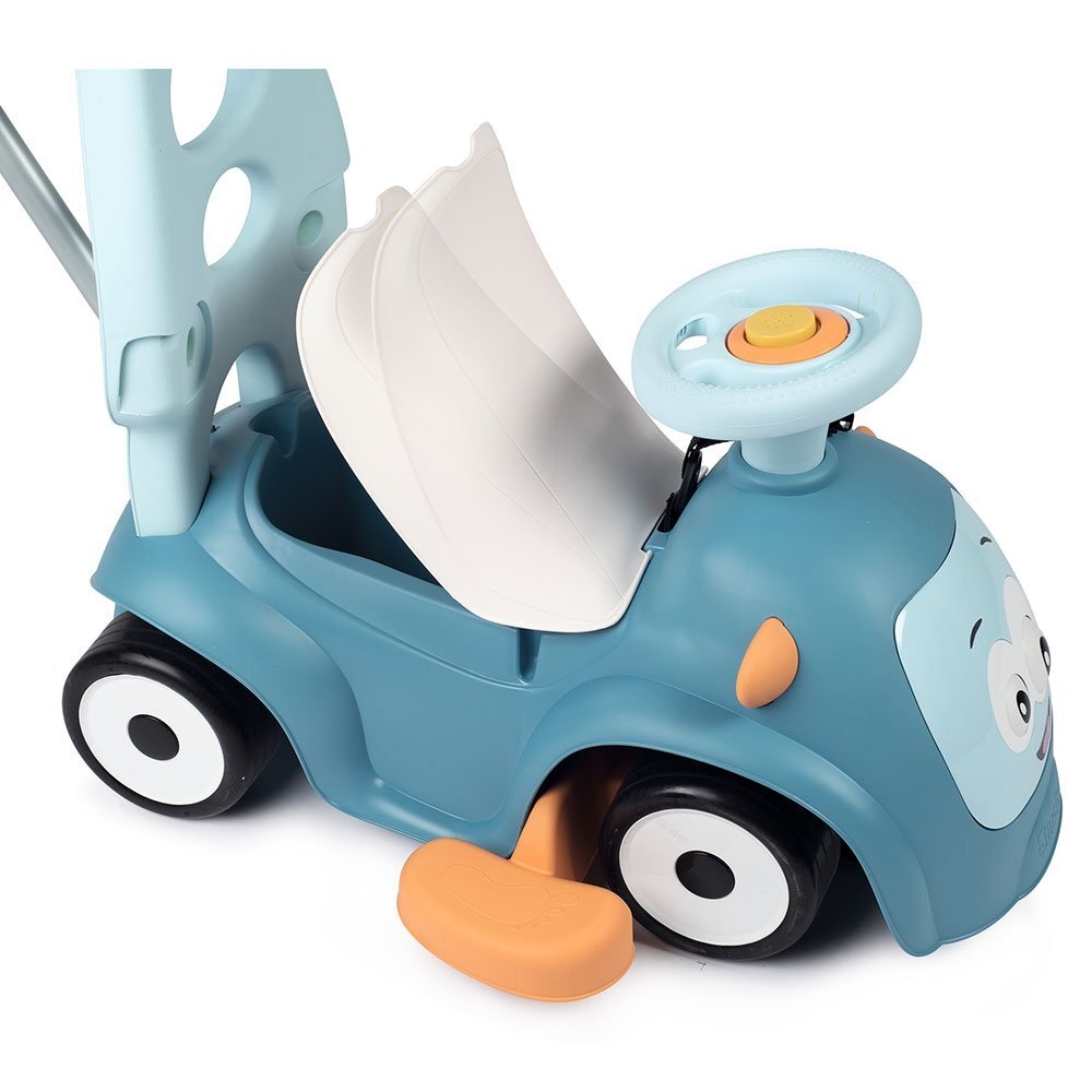 SMOBY Masinuta copii de impins Maestro blue recomandata copiilor de la 6 pana la 36 luni protectie impotriva rasturnarii roti silentioase compartiment pentru depozitare jucarii