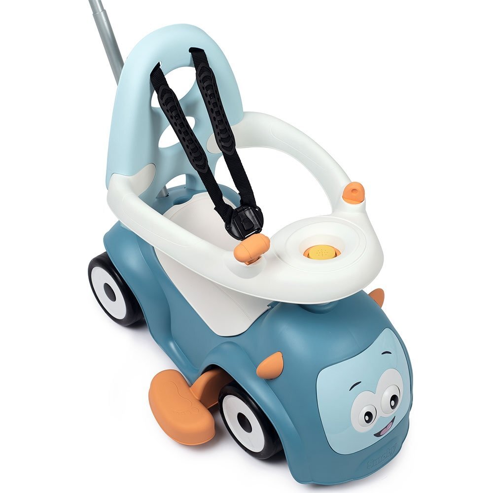 SMOBY Masinuta copii de impins Maestro blue recomandata copiilor de la 6 pana la 36 luni protectie impotriva rasturnarii roti silentioase compartiment pentru depozitare jucarii