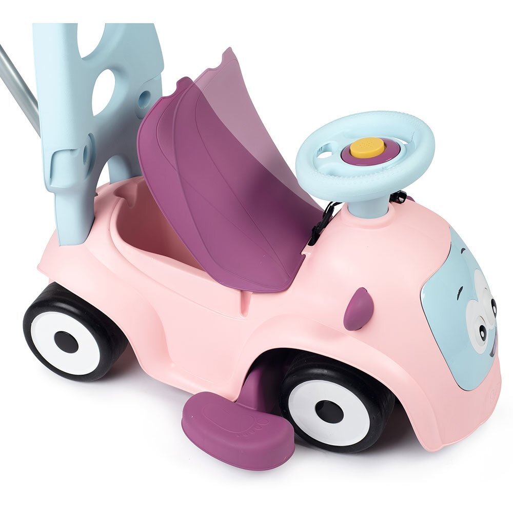 SMOBY Masinuta copii de impins Maestro pink recomandata copiilor de la 6 pana la 36 luni protectie impotriva rasturnarii roti silentioase compartiment pentru depozitare jucarii