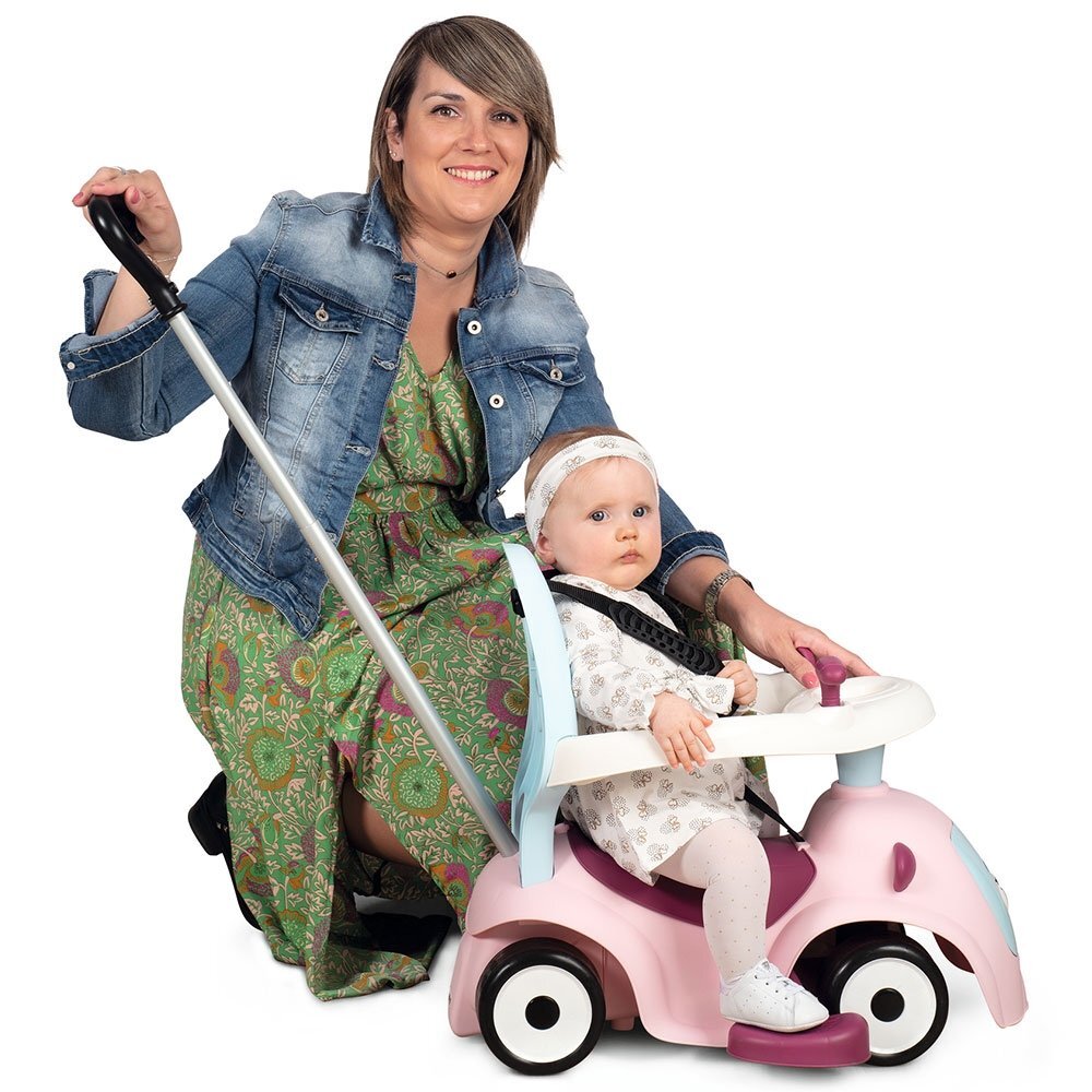SMOBY Masinuta copii de impins Maestro pink recomandata copiilor de la 6 pana la 36 luni protectie impotriva rasturnarii roti silentioase compartiment pentru depozitare jucarii