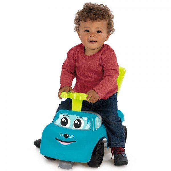SMOBY Masinuta copii Ride-On Auto blue de la 10 luni cu roti din plastic spumat si spatiu depozitare sub scaun