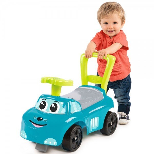 SMOBY Masinuta copii Ride-On Auto blue de la 10 luni cu roti din plastic spumat si spatiu depozitare sub scaun