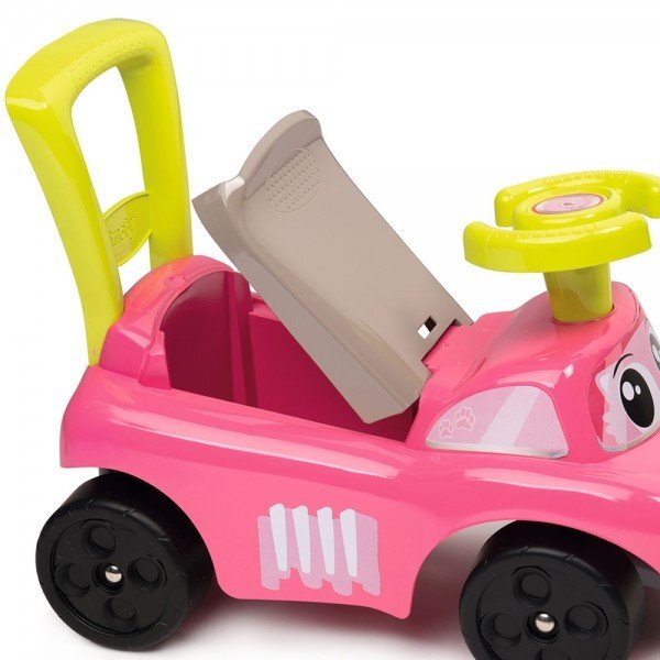 SMOBY Masinuta copii Ride-On fara pedale Auto pink de la 10 luni cu roti din plastic spumat si spatiu depozitare sub scaun