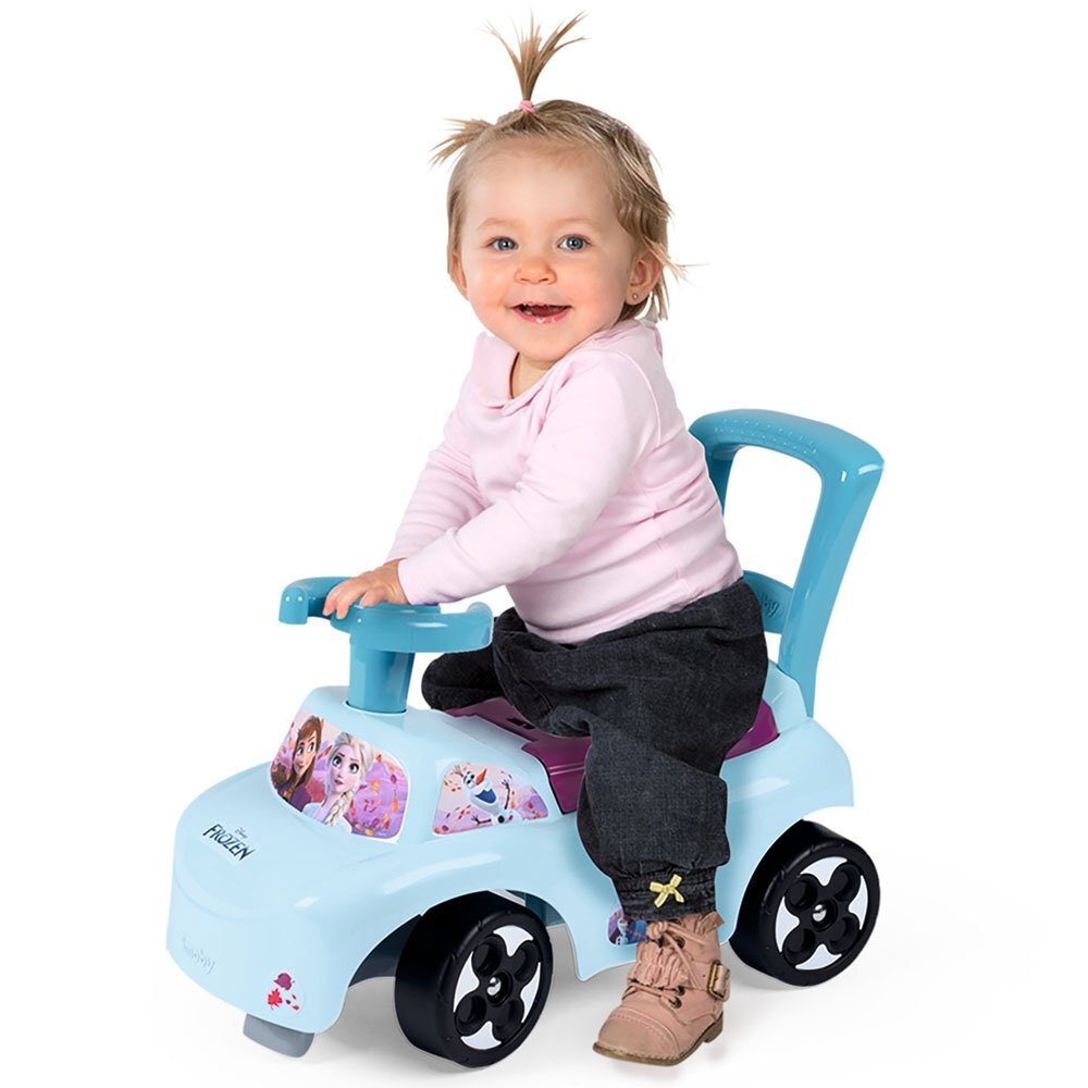 SMOBY Masinuta copii Ride-On Frozen recomandata pentru copii cu varsta cuprinsa intre 10 si 36 luni spatar cu functie de impingere spatiu depozitare sub scaun