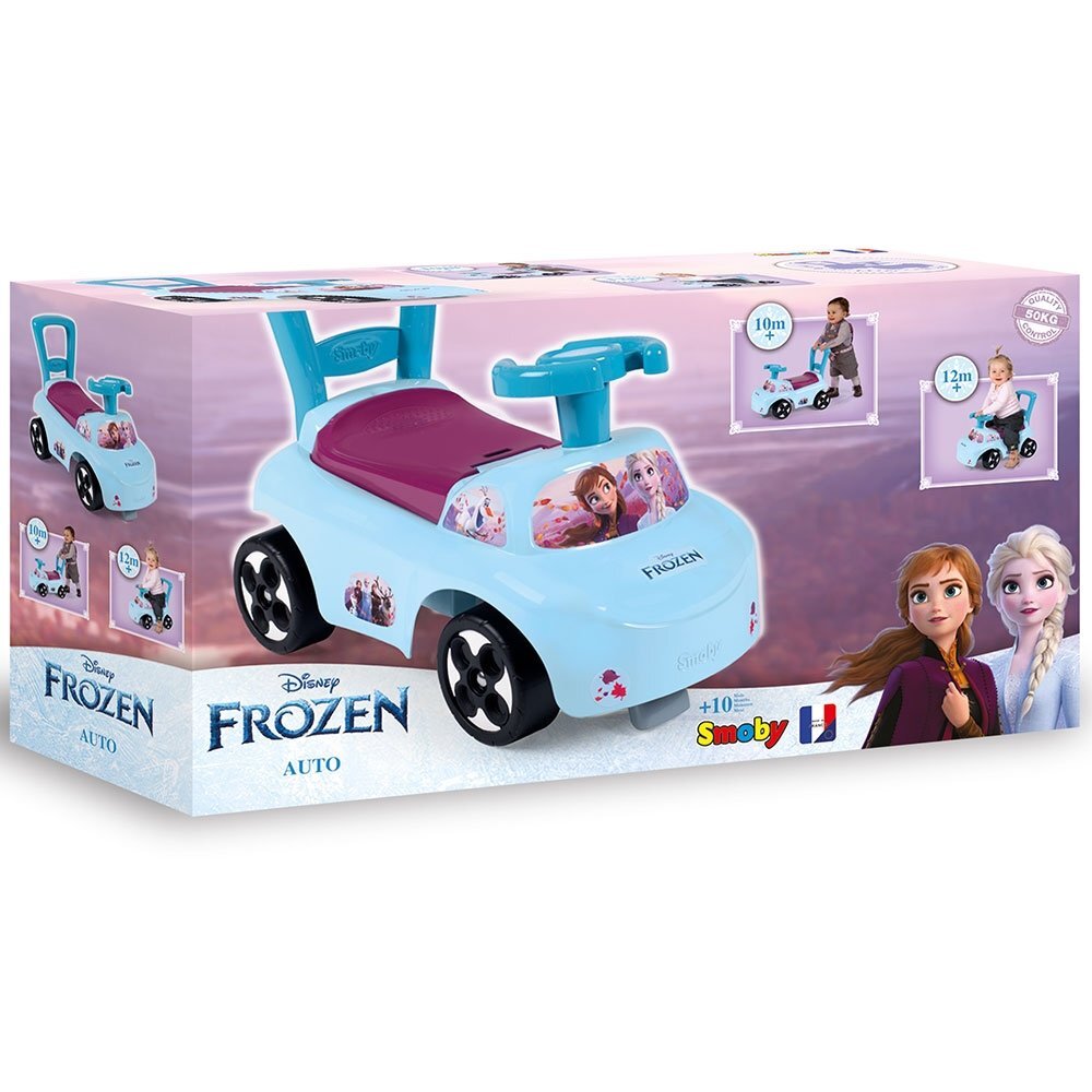 SMOBY Masinuta copii Ride-On Frozen recomandata pentru copii cu varsta cuprinsa intre 10 si 36 luni spatar cu functie de impingere spatiu depozitare sub scaun