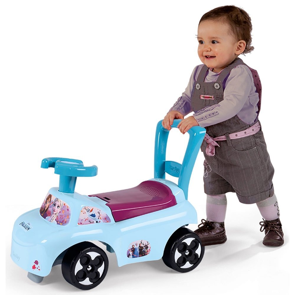 SMOBY Masinuta copii Ride-On Frozen recomandata pentru copii cu varsta cuprinsa intre 10 si 36 luni spatar cu functie de impingere spatiu depozitare sub scaun