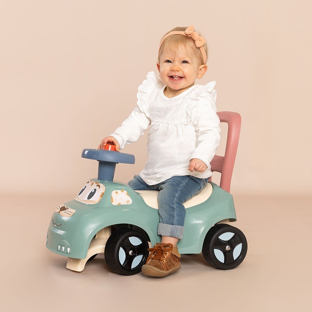 SMOBY Masinuta pentru copii fara pedale Auto verde de la 10 luni spatar cu posibilitatea de impingere spatiu de depozitare scaun ergonomic